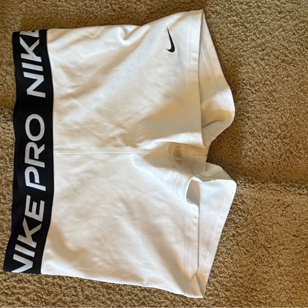 Nike Pro White and Black Performance Shorts
